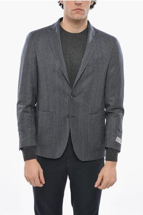 Nino Danieli Single-breasted Herringbone Wool Blend Blazer size 48