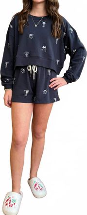 Chaser Tossed Bows Sweat Shorts In Blue