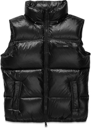 Purple zipped puffer vest - men - Polyester/Nylon/Duck Down/Duck Feathers - L - Black