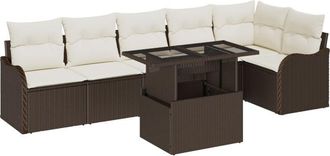 vidaXL Garden Sofa Set Manual 7 pcs Brown 100 x 55 x 73 cm Poly rattan Vidaxl