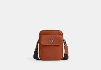 Coach Mens Turnlock Crossbody Bag in Beige | Leather