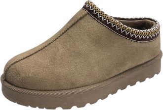 Generic Womens Faux Suede Aztec Slip On Comfy Fur Slippers Shoes Flip Flops (Khaki, UK Footwear Size System, Adult, Women, Numeric, Medium, 4)