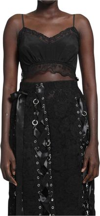 Simone Rocha Lace Trim Negligee Bralette - Dames - Tops zonder mouwen - Zwart - XS - Polyester - Tops