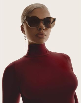 Quay Quay - Staycation - Occhiali da sole cat-eye marrone fum&eacute;