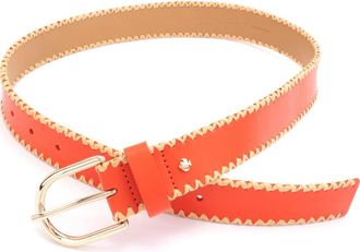Kate Spade New York straw edge leather belt in Goji Berry at Nordstrom, Size Large