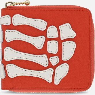 KAPITAL Thumb Up Bone Band Zip Wallet Red