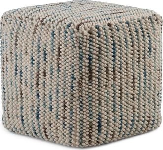 Simpli Home Zoey Boho Cube Woven Pouf