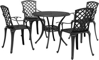 vidaXL 5 Piece Garden Dining Set Black Cast Aluminium vidaXL