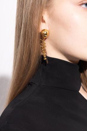 Moschino Logo Clips, Womens, Gold