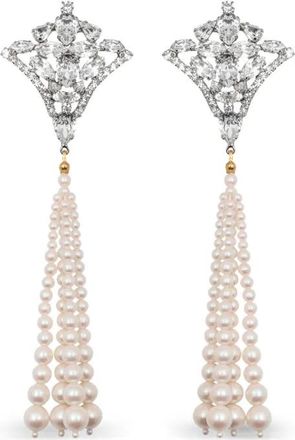 Jennifer Behr Mildred crystal pearl earrings - Neutrals