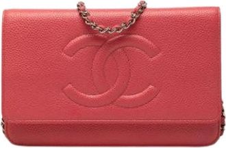 Chanel Pre-owned Wallet on Chain - Dames - Vintage Schoudertas - Roze - ONE Size - Leer - Vintage
