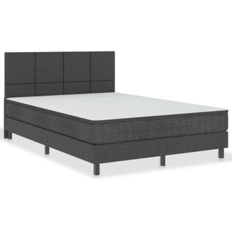 vidaXL Vidaxl - Cama Box Spring Tela Gris Oscuro 140x200 Cm
