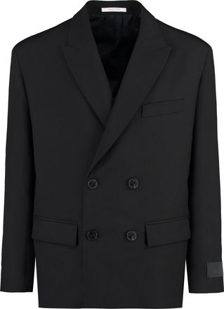 Valentino Mens Double-breasted Wool Blazer - Black - Size EU 50 (Mens)
