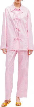 Sleeper Cotton-Poplin Pajama Set In Pink Stripes