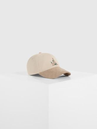 Mani&egrave;re De Voir Floral Eiffel Suede Contrast Cap in Beige at Nordstrom