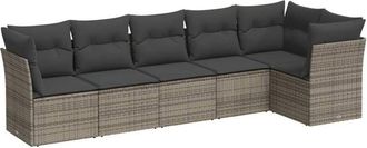 vidaXL Vidaxl - Set De Muebles De Jard&iacute;n 6 Pzas Y Cojines Rat&aacute;n Sint&eacute;tico Gris