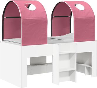 vidaXL Cama Con T&uacute;nel 3 Uds. Blanco Y Rosa Madera De Ingenier&iacute;a Vidaxl