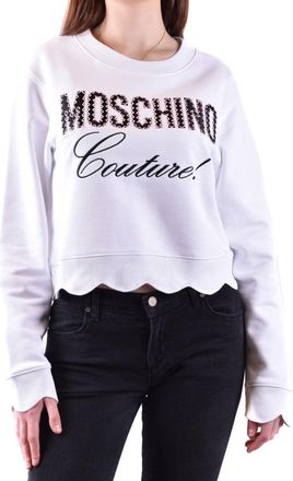 Moschino Cropped White Sweatshirt With Scalloped Hem