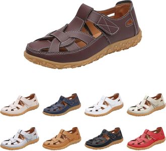 Generic Closed Toe Sandals for Women Fisherman Sandals for Women Wide Fitting Breathable Hollow Out Athletic Shoes Slip on Close Toe Sneakers Lightweight Non-