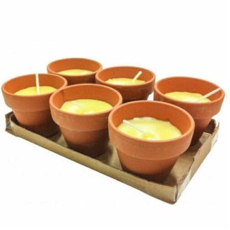Trade Shop Trade Shop - Set 6 Pezzi Candela Alla Citronella Vaso Di Terracotta Coccio Anti Zanzare