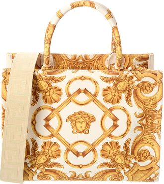 Versace Printed Canvas & Leather Tote