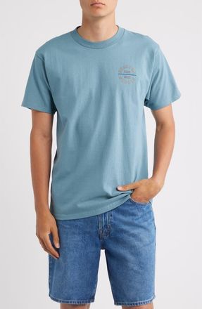 Brixton Oath V Cotton Logo Graphic T-Shirt in Ocean Breeze/light Brown/black at Nordstrom, Size Xx-Large