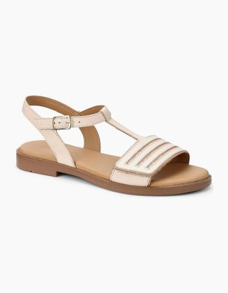 Hotter Womens Lyla Womens Sandals - White Sand Gold Leat - Size: 6.5