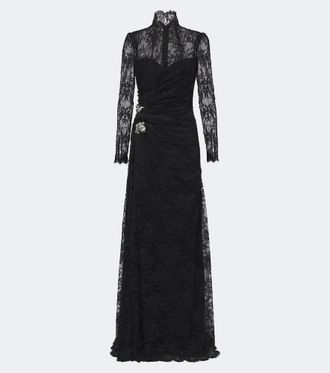 Monique Lhuillier Vestido bustier de encaje adornado