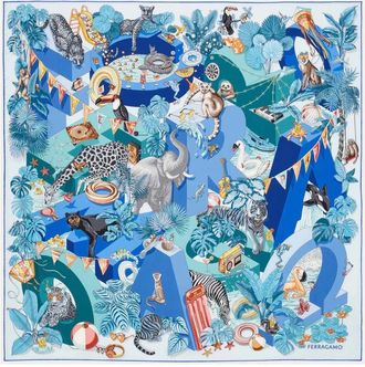 Ferragamo Jungle Party Print Zijden Sjaal - Dames - Zijden sjaals - Veelkleurig - ONE Size - Accessoires