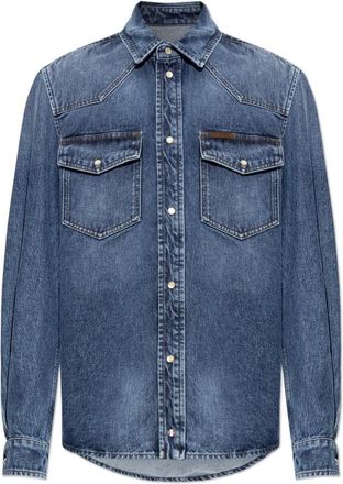 Moncler Overhemden, Heren, Blauw, XL, Denim, Denim Shirt