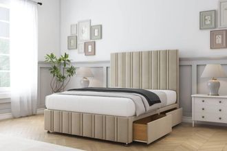 Sloomy Langston Coniston Divan Set 2 Drawers-26 Headboard-Footboard in Cream | Size: Double