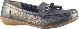 Jo & Joe Nautical Womens Leather Shoes Gunmetal Standard Fit 6 UK