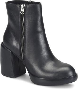 Kork-ease Aime Platform Bootie in Black Leather at Nordstrom, Size 8.5