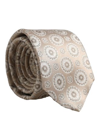 Dolce & Gabbana Silk Medallion Circle Necktie - Beige