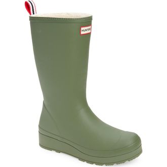 Hunter PLAY Tall Insulated Waterproof Rain Boot in Lichen Green/Black at Nordstrom Rack, Size 6