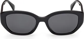 Max Mara 54mm Oval Sunglasses in Shiny Black/smoke at Nordstrom