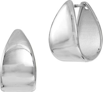 Savvy Cie Jewels RHODIUM PLATED BOLD HUGGIE HOOP EARRING