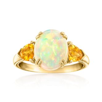 Ross-Simons Opal and Citrine 3-Stone Ring in 14kt Yellow Gold