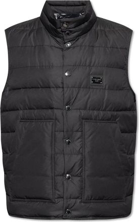 Dolce & Gabbana Gewatteerd vest met logo - Heren - Bodywarmers - Zwart - 2XL - Jassen