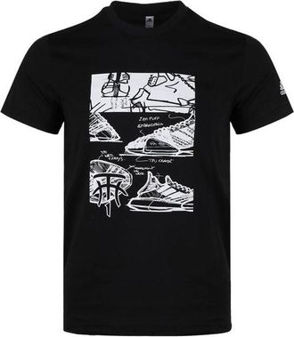 adidas Tmac Millennium Funny Shoe Pattern Round Neck Short Sleeve Black DU6721