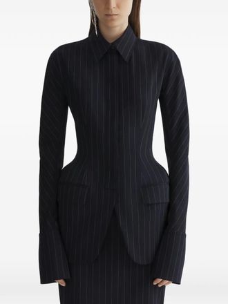 MUGLER pinstripe tailored jacket - Black