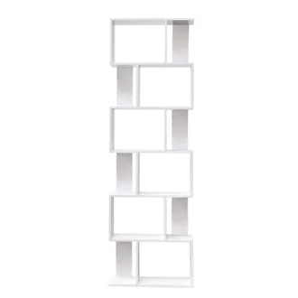 Mobili Rebecca Mobili Rebecca - Rebecca Mobili Moderna Librer&iacute;a Blanca Con 6 Estantes De Madera Para El Sal&oacute;n, Oficina
