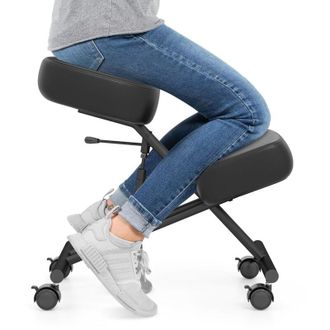 Costway Sedia Ergonomica Inginocchiata con Ruote Bloccabili, Sedia da Ginocchio Regolabile Posturale Struttura in Metallo, Sgabello Ergonomica per