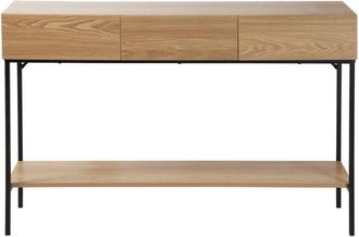 Calicosy Console con 3 cassetti e 1 ripiano inferiore, decorazione in legno e metallo nero, L120 cm - TESSA