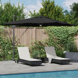 Berkfield Home Cantilever Roma Parasol with LEDs Black 286x285x270 cm Aluminium | Size: 286 x 285 x 270 cm