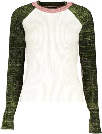 Desigual Elegante Contrast Pullover met Rundhalsausschnitt - Dames - Ronde hals truien - Veelkleurig - XL - Polyester - Truien & Vesten