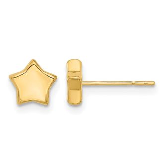 Diamond2Deal 14K Yellow Gold Polished Fancy Star Shape Stud Earrings