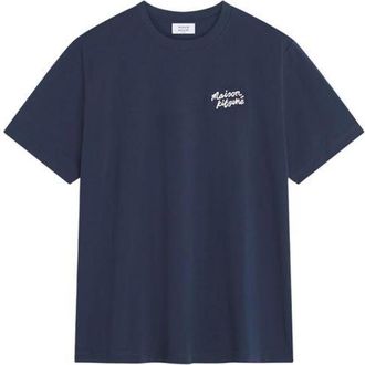 Maison Kitsun&eacute; Handwriting Comfort T-Shirt - Heren - T-shirts - Blauw - S - Katoen - Tops