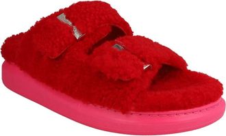 Alexander McQueen Genuine Shearling Slide Sandal in Red Pink Silver at Nordstrom Rack, Size 9.5Us / 39.5Eu