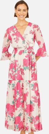 Yumi Blossom Print Maxi Wrap Dress in Pink at Nordstrom, Size 12